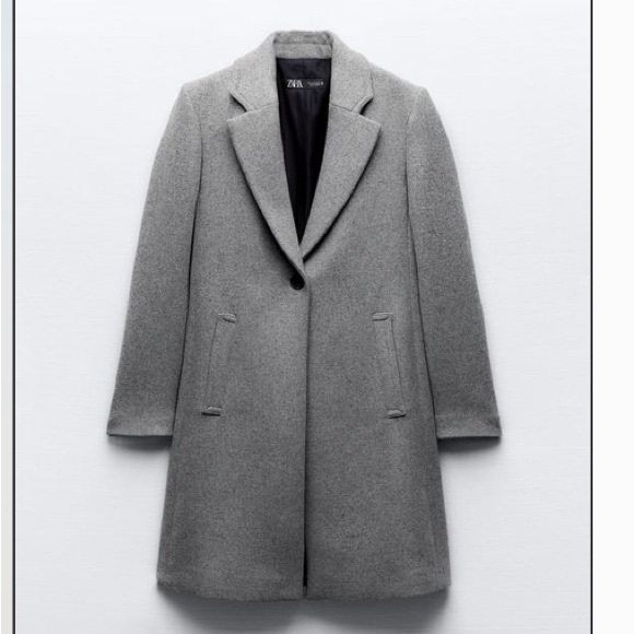 Zara felt texture coat. Gray size medium. New. - Picture 4 of 4